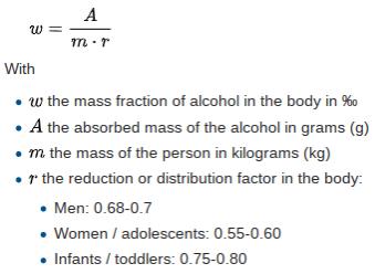Widmark Formula