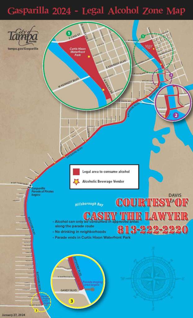 Gasparilla Arrest Attorney Wet Zone Map 813-222-2220